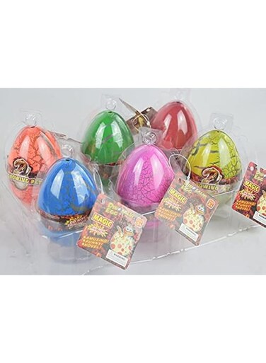 6 Pieces Magic Dinosaur Eggs &ndash; Growing Pet Toy Dinosaur Eggs, Grow and Hatch in Water- Perfect Dinosaur Eggs for Boys and Girls(Multi-Color) (Large)