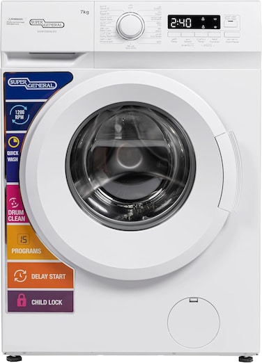 Super General 7Kg Front Load Washing Machine, SGW7250NLED