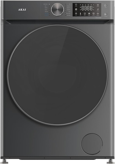 Akai 10KG Front Load Washing Machine BLDC Inverter Motor, 1400 RPM,16 Wash Program Digital Display Quick Wash, Child lock, Variable Temperature Control, Foam Sensing &amp; Removal, 10 Years Motor Warranty