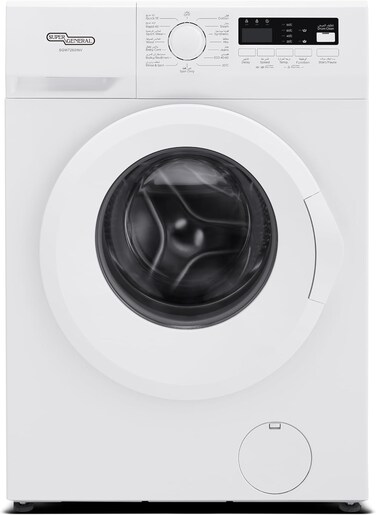 Super General 7Kg Front Load Washing Machine SGW7260INV, Inverter Motor, 1200 RPM, 15 Programs, Quick Wash, Drum Clean, Child Lock, LED Display, Built-In Heater, 59.5x40x85cm (WxDxH), White