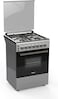 Super General 60 x 60 cm Freestanding Gas Cooker, Gas Oven &amp; Grill with Rotisserie, Stainless Steel Cooktop, Auto Ignition, 4-Burner, Cast Iron Grid, Silver SGC6175MSFS