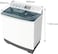 Super General 17KG Twin Tub Washing Machine, 10KG Spin Capacity, Pulsator Wash, Transparent Lid, Magic Lint Filter, High Back Control Panel, White, SGW175N