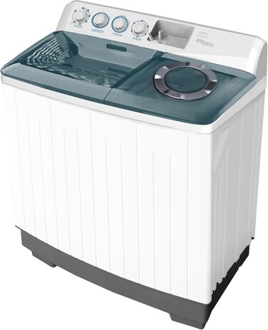 Super General 17KG Twin Tub Washing Machine, 10KG Spin Capacity, Pulsator Wash, Transparent Lid, Magic Lint Filter, High Back Control Panel, White, SGW175N