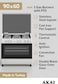 Akai 90 x 60 cms Cooking Range, Full Safety, 5 Burner, Cast Iron, Auto Ignition, Convection Gas Grill, Made in Turkey - CRMA-960SCFN