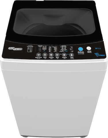 Super General 7.5kg Fully Automatic Top Load Washing Machine SGW755, 680 RPM, Soft Close Glass Lid, LED Display, Auto Balance, Child Lock, Drum Clean, 55x57x94cm (WxDxH), White-Black, 1 Year Warranty