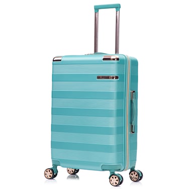 Senator Hard Case Medium Luggage Trolley For Unisex ABS Lightweight 4 Double Wheeled Suitcase With Built In TSA Type Lock A5125 Light Green