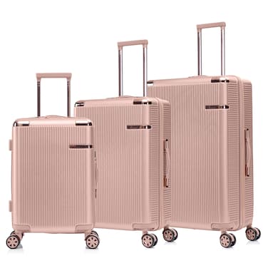 Senator Hard Case Trolley Luggage Set of 3 For Unisex ABS Lightweight 4 Double Wheeled Suitcase With Built In TSA Type Lock A5123 Milk Pink