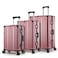 Cabinpro Lightweight Aluminum Frame Fashion Trolley Luggage Set of 3 Polycarbonate Hard Shell Suitcase with 4 Quite 360&deg; Double spinner wheels CP001 Rose Gold