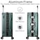 Cabinpro Lightweight Aluminum Frame Fashion Luggage Trolley Polycarbonate Hard Case Large Checked Luggage with 4 Quite 360&deg; Double Wheels CP001 Dark Green