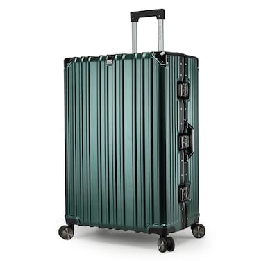 Cabinpro Lightweight Aluminum Frame Fashion Luggage Trolley Polycarbonate Hard Case Large Checked Luggage with 4 Quite 360&deg; Double Wheels CP001 Dark Green