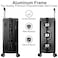 Cabinpro Lightweight Aluminum Frame Fashion Luggage Trolley Polycarbonate Hard Case Large Checked Luggage with 4 Quite 360&deg; Double Wheels CP001 Black