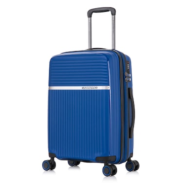 Cabinpro Hard Case Small Carry On Luggage Trolley For Unisex Polypropylene Lightweight 4 Double Wheeled Suitcase With Built In TSA Type Lock Travel Bag CP002 Sapphire Blue