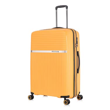 Cabinpro Hard Case Medium Checked Luggage Trolley For Unisex Polypropylene Lightweight 4 Double Wheeled Suitcase With Built In TSA Type Lock Travel Bag CP002 Yellow