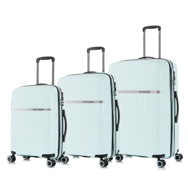 Cabinpro Hard Case Trolley Luggage Set of 3 For Unisex Polypropylene Lightweight 4 Double Wheeled Suitcase With Built In TSA Type Lock Travel Bag CP002 Mint