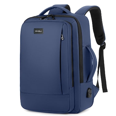 Hike Premium Durable Shoulder Backpack Water Resistant Two-Way Loader Expandable Casual Daypack with Built in USB Port for Men and Women, HK1905, Blue