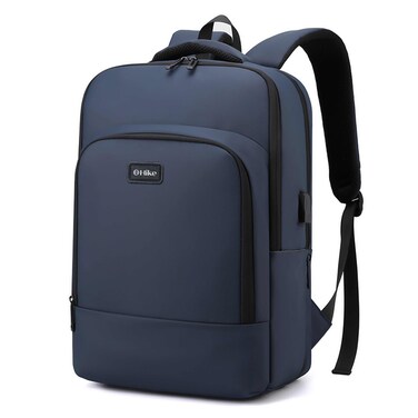 Hike Unisex Polyester Backpack 17.5-inch Water Resistant Computer Bag with Built in USB Port for Men and Women, HK2105, Blue