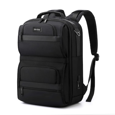 Hike 16.5 Inch Durable Laptop Backpack Waterproof Business Casual Daypack with Built in USB Port for Men Women in Travel Office School College, HK2201, Black