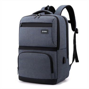 Hike Premium Computer Backpack Durable 17inch Business Casual Daypack with Built in USB Port for Men Women in Travel Office School College, HK2111, Blue
