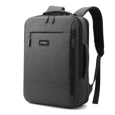 Hike Unisex Slim Laptop Backpack 16-inch Water Resistant Shoulder Daypack with Built in USB Port for Travel/Business/College/School, HK911, Dark Grey