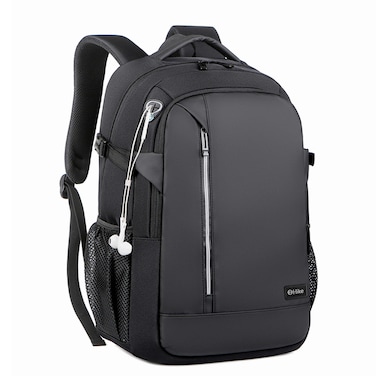 Hike Durable Unisex Laptop Backpack Water Resistant Shoulder Daypack with Built in USB port and Headphone Jack for Travel/Business/College/ School, HKY2219, Black