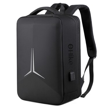 Hike Semi Hard 16-inch Unisex Laptop Backpack with Built in Combination lock and USB/ Headphone Port Daypack for Travel, Office and Business, HK2252, Black