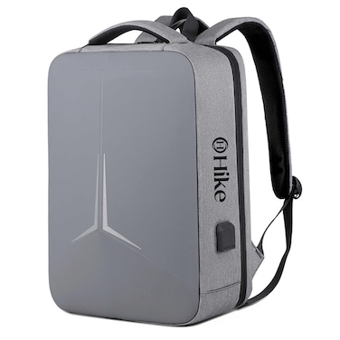 Hike Semi Hard 16-inch Unisex Laptop Backpack with Built in Combination lock and USB/ Headphone Port Daypack for Travel, Office and Business, HK2252, Light Grey