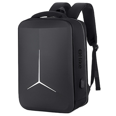 Hike Semi Hard 17-inch Unisex Laptop Backpack with Built in Combination lock and USB/ Headphone Port Daypack for Travel, Office and Business, HK2020, Black