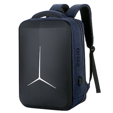 Hike Semi Hard 17-inch Unisex Laptop Backpack with Built in Combination lock and USB/ Headphone Port Daypack for Travel, Office and Business, HK2020, Deepblue