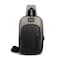 Hike Crossbody Sling Bag Synthetic Water Resistant Unisex Small Shoulder Bag with Built in USB Port for Business Travel Outdoor Shopping, HK2032, Light Grey