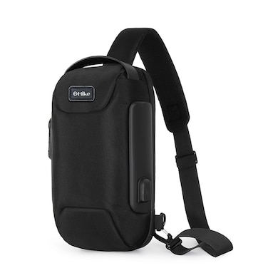 Hike Unisex Crossbody Bag Water Resistant Anti-Theft Shoulder Bag with Built in USB Port and 3-Digit Combination lock for Business Travel Outdoor Shopping, HKSBYG, Black