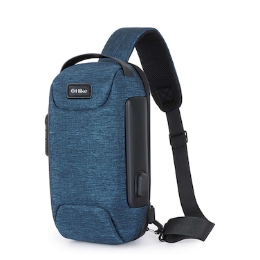 Hike Unisex Crossbody Bag Water Resistant Anti-Theft Shoulder Bag with Built in USB Port and 3-Digit Combination lock for Business Travel Outdoor Shopping, HKSBYG, Blue