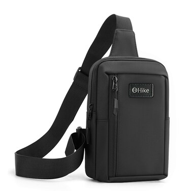 Hike Unisex Cross Body Chest Bag Synthetic Water-Resistant Scratch Resistant Small Shoulder Sling Bag for Business Travel Outdoor Shopping, HK9004, Black