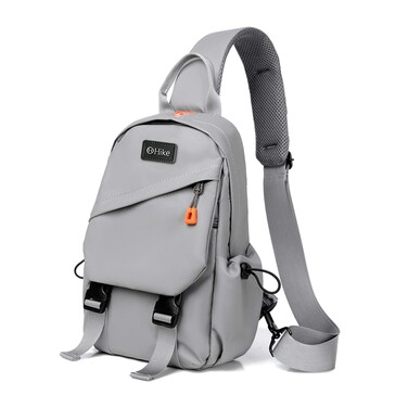 Hike Premium Unisex Cross-body Bag Water Resistant Anti-Theft Unisex Sling bag with built in USB Port and Headphone Jack for Travel School College Business Shopping, HK8670, Grey
