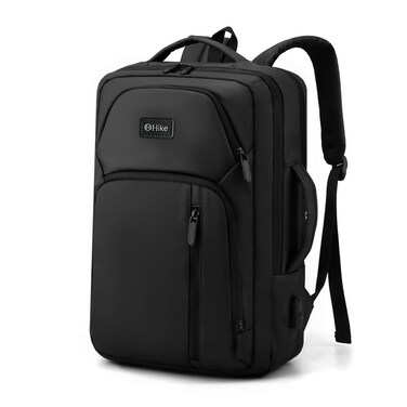 Hike Unisex Durable Laptop Backpack Water Resistant Casual Daypack with Built in USB Port for Travel/Business/College/School, HK2109, Black