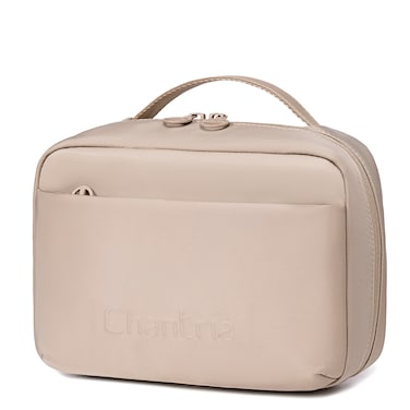 Chantria Premium Lightweight Carry All Cosmetic Bag for Women Water Resistant Multifunctional Clutch Bag with Multiple Pockets and 180&deg; Degree Opening CB00793 Khaki