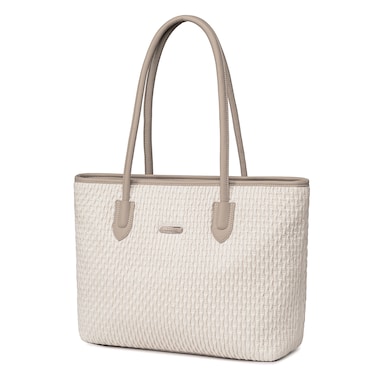 Chantria Premium Lightweight Tote Bag for Women Water Resistant Multifunctional Hand Bag with Separate Laptop and Tablet Compartment CB00800 Off White