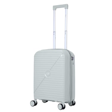 Senator Unisex Expandable Hard Case Carry On Luggage Lightweight PP Fashion Trolley Luggage with 4 Double Spinner Wheel and Safe Zippers KH1006 Silver