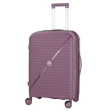 Senator Unisex Expandable Hard Case Medium Checked Luggage Lightweight PP Fashion Trolley Luggage with 4 Double Spinner Wheel and Safe Zippers KH1006 Purple