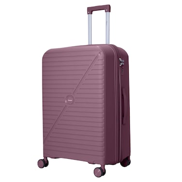 Senator Unisex Expandable Hard Case Large Checked Luggage Lightweight PP Fashion Trolley Luggage with 4 Double Spinner Wheel and Safe Zippers KH1006 Purple
