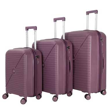 Senator Unisex Expandable PP Fashion Trolley Luggage Set Lightweight Hard Shell Spinner Luggage with 360 Degree 4 Twin Wheel and Double Zippers KH1006 Purple