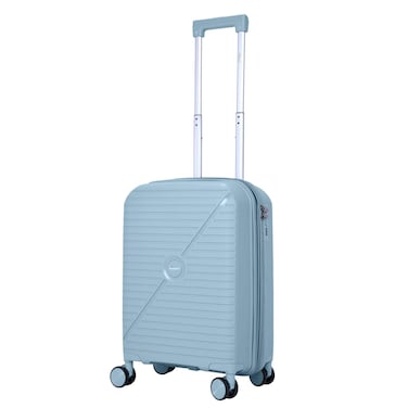Senator Unisex Expandable Hard Case Carry On Luggage Lightweight PP Fashion Trolley Luggage with 4 Double Spinner Wheel and Safe Zippers KH1006 Grey Blue