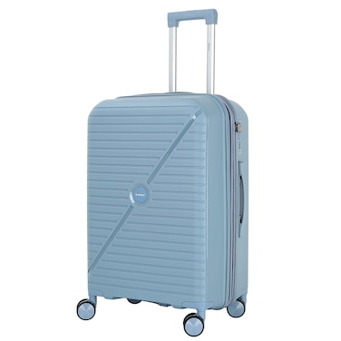 Senator Unisex Expandable Hard Case Medium Checked Luggage Lightweight PP Fashion Trolley Luggage with 4 Double Spinner Wheel and Safe Zippers KH1006 Grey Blue