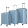 Senator Unisex Expandable PP Fashion Trolley Luggage Set Lightweight Hard Shell Spinner Luggage with 360 Degree 4 Twin Wheel and Double Zippers KH1006 Grey Blue