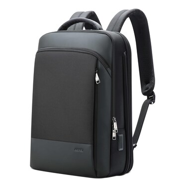 BOPAI Unisex Premium Lightweight Nylon Laptop Backpack Water Resistant Expandable Daypack with Built in USB port for Casual/ Office/ School/ College, BO-BB311, Black