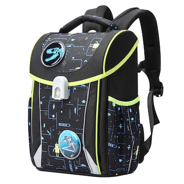 Bopai Unisex Premium Lightweight School Backpack Water Resistant Multifunctional Polyester Daypack with Separate Tablet Compartment for School/ College, BO-SB163, Black