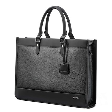 Bopai Premium Lightweight Laptop Bag for Women Water Resistant Leather Hand Bag with Multiple Pockets for Casual/Work/College/ School, BO-LP811, Black