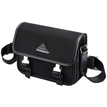 Bopai Unisex Premium Side Sling Bag Water Resistant Synthetic Leather Anti-Theft Crossbody Bag for Travel Office Business Casual, BO-SL231, Black