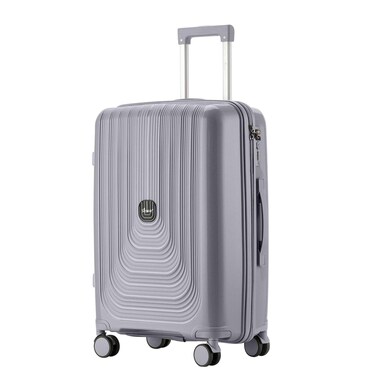Senator Unisex Hard Case Medium Luggage Lightweight PP Fashion Trolley Luggage with 4 Double Spinner Wheel and 3-Digit Combination Lock KH1009 Light Grey
