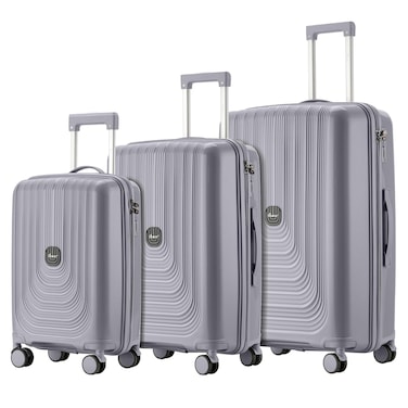 Senator Unisex PP Fashion Trolley Luggage Set Lightweight Hard-Shell Spinner luggage with 360&deg; Degree 4 Twin Wheel and Safe Zippers KH1009 Light Grey