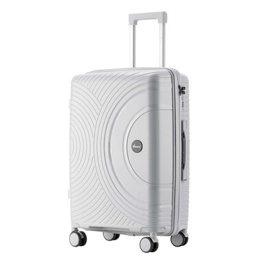 Senator Unisex Hard Case Medium Luggage Lightweight PP Fashion Trolley Luggage with 360&deg; Degree 4 Twin Wheel and Safe Zippers KH1010 Light Grey